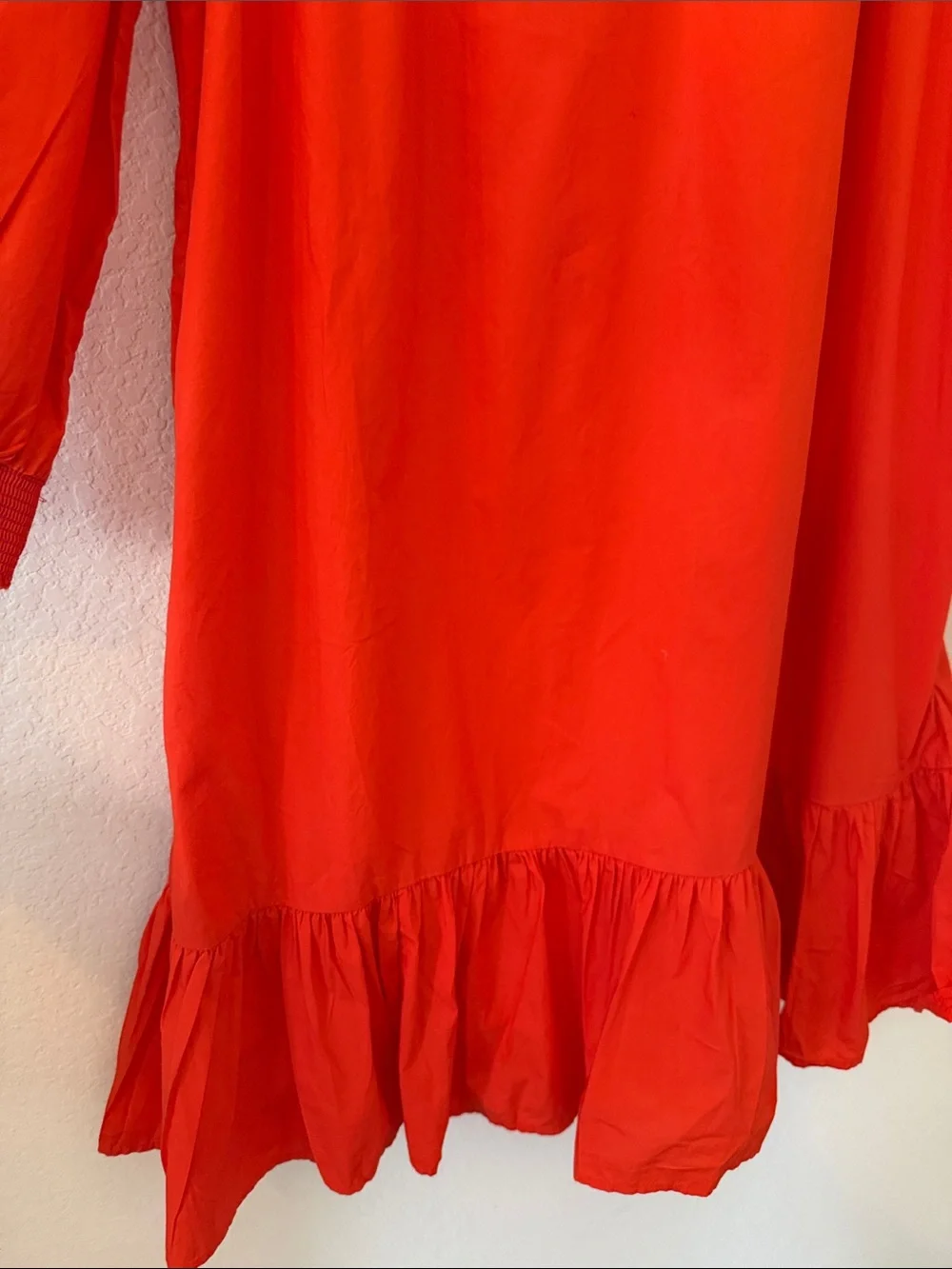 J.Crew Leda Embroidered Oversized S Popover Ruffle Dress Orange Pink